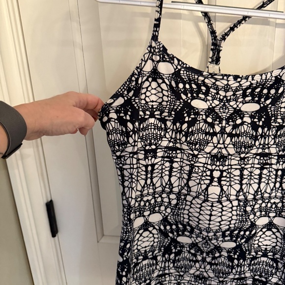 Lululemon Power Y Tank White Black Glacier Lace 31949 - Picture 5 of 10